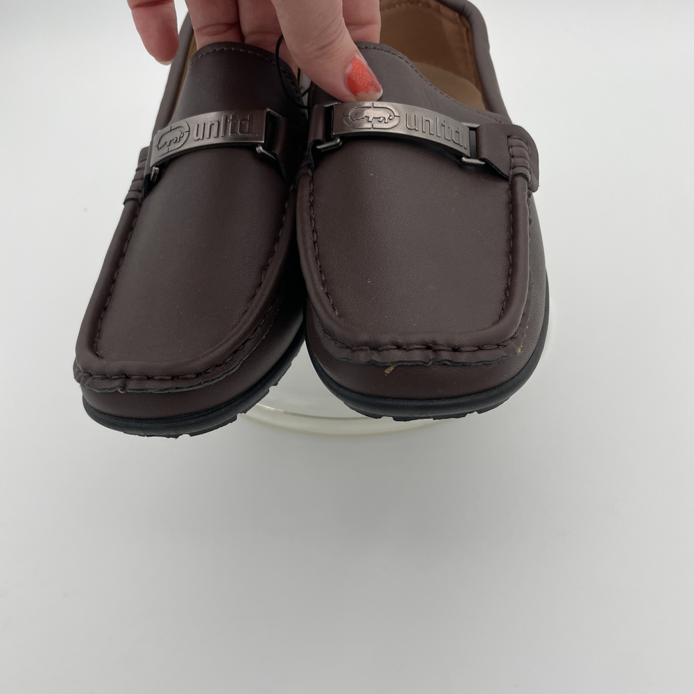 NWT UNLTD Brown Leather Driver Dress Loafers Boys Size 3‎ Ecko - Picture 4 of 9